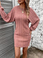 Ribbed Round Neck Long Sleeve Dress