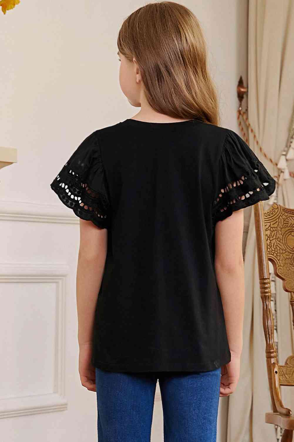 Round Neck Flutter Sleeve T-Shirt - Astra's Stellar Boutique