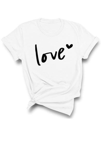 LOVE HEART GRAPHIC VALENTINE SHORT SLEEVE TEE TOP - Astra's Stellar Boutique