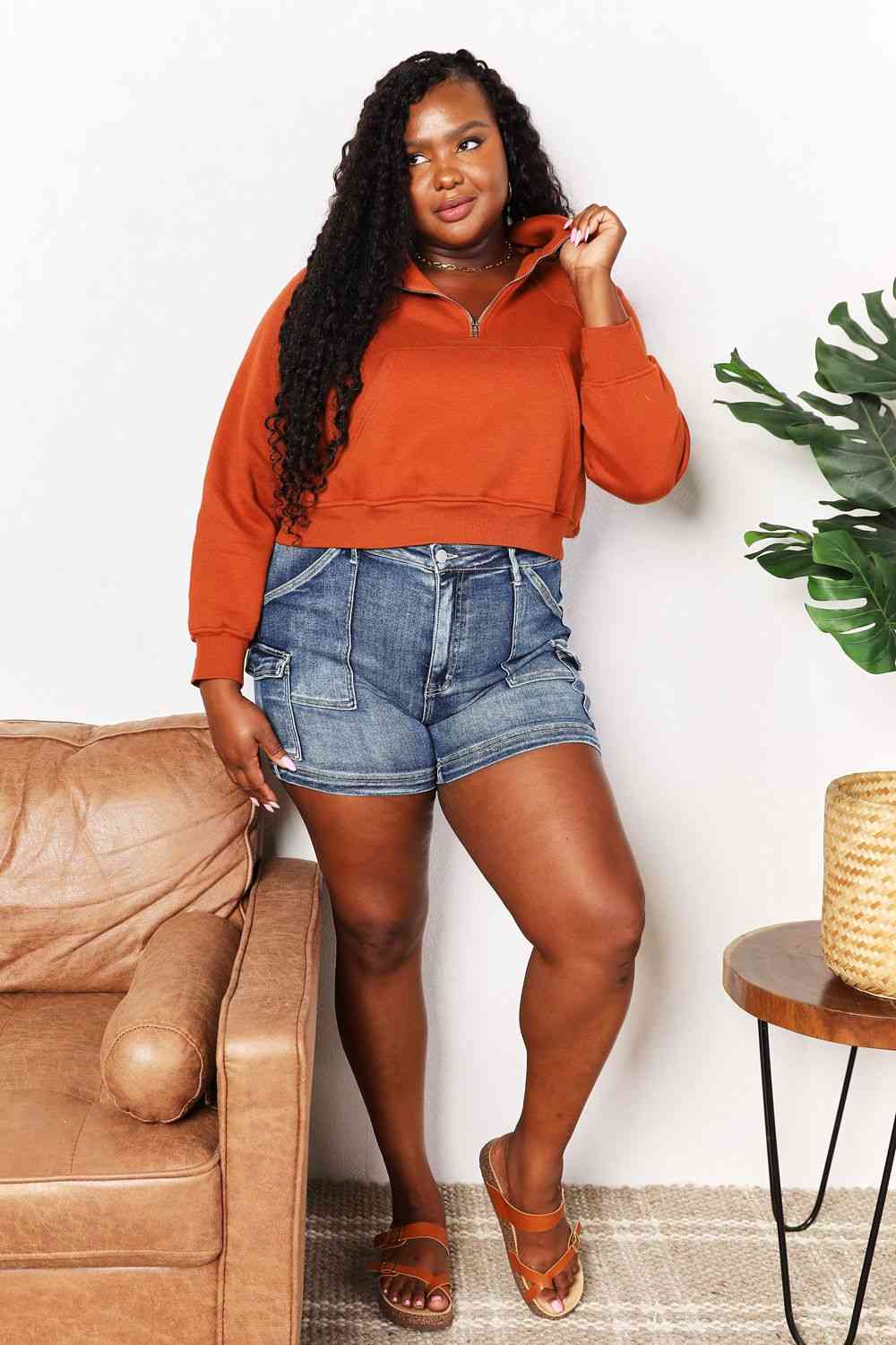 Half-Zip Long Sleeve Hoodie - Astra's Stellar Boutique