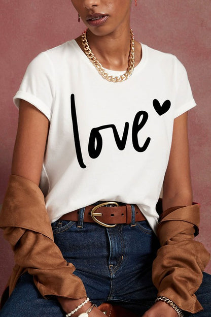 LOVE HEART GRAPHIC VALENTINE SHORT SLEEVE TEE TOP - Astra's Stellar Boutique