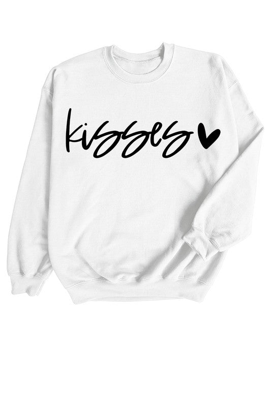 KISSES HEART VALENTINES DAY GRAPHIC SWEATSHIRT - Astra's Stellar Boutique