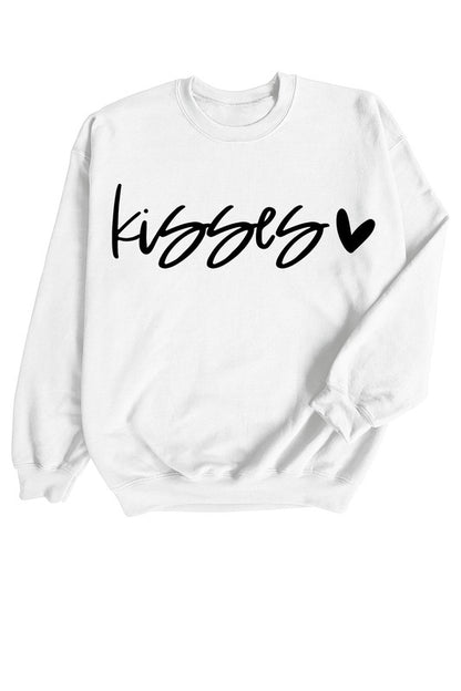 KISSES HEART VALENTINES DAY GRAPHIC SWEATSHIRT - Astra's Stellar Boutique