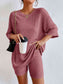 Ribbed Round Neck Top and Shorts Set