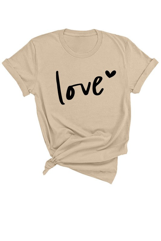 LOVE HEART GRAPHIC VALENTINE SHORT SLEEVE TEE TOP - Astra's Stellar Boutique