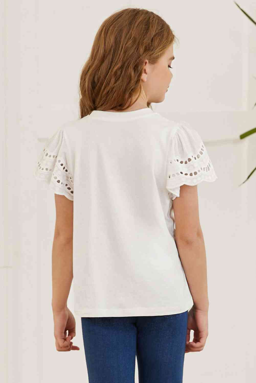 Round Neck Flutter Sleeve T-Shirt - Astra's Stellar Boutique