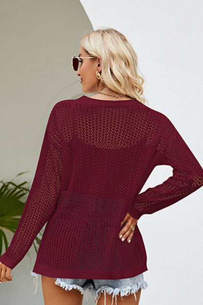Lace-Up Slit Knit Top - Astra's Stellar Boutique