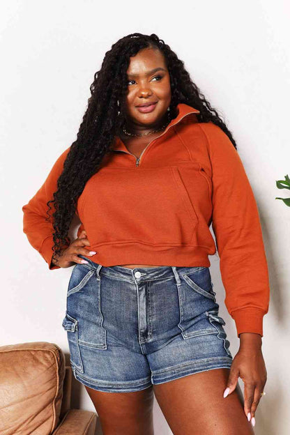 Half-Zip Long Sleeve Hoodie - Astra's Stellar Boutique