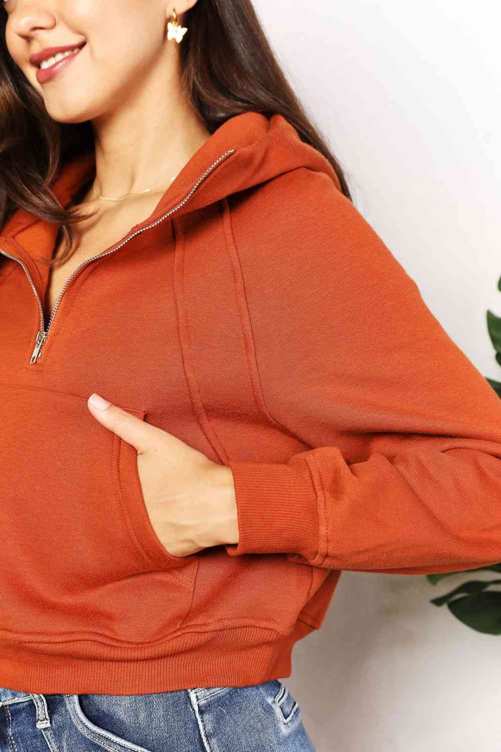 Half-Zip Long Sleeve Hoodie - Astra's Stellar Boutique