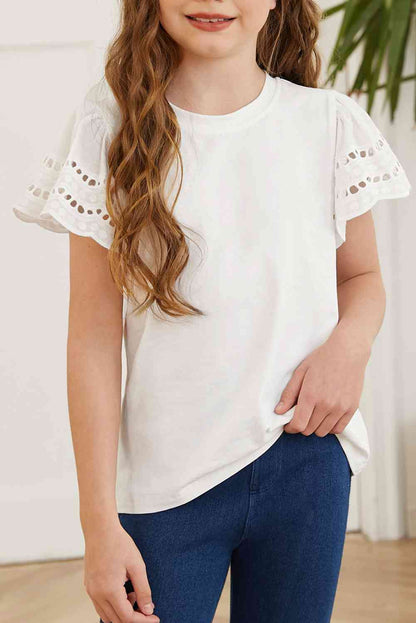 Round Neck Flutter Sleeve T-Shirt - Astra's Stellar Boutique