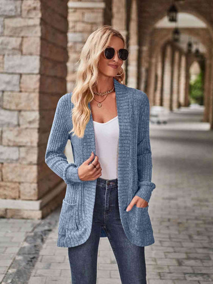 Open Front Cardigan with Pockets - Astra's Stellar Boutique