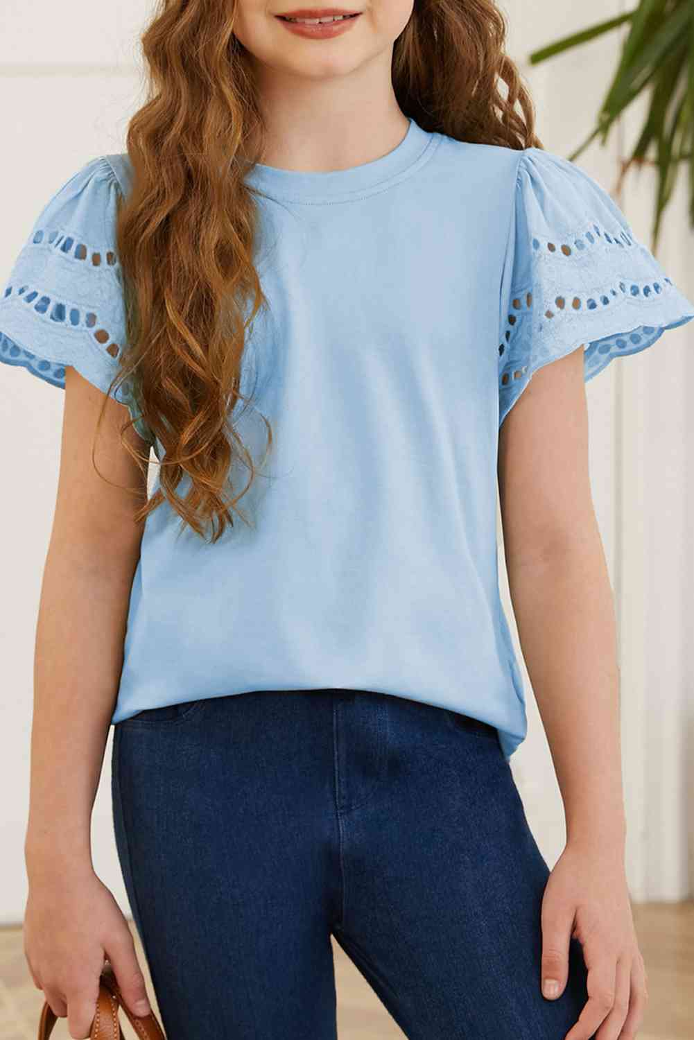 Round Neck Flutter Sleeve T-Shirt - Astra's Stellar Boutique