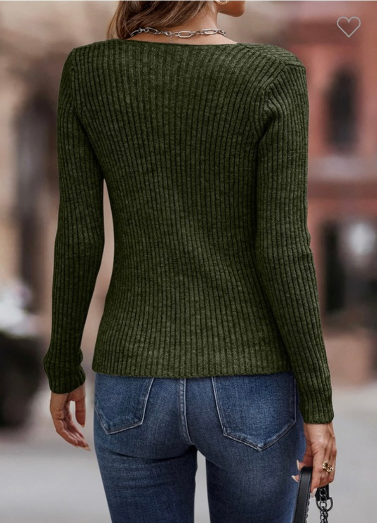 Olive Criscross sweater - Astra's Stellar Boutique